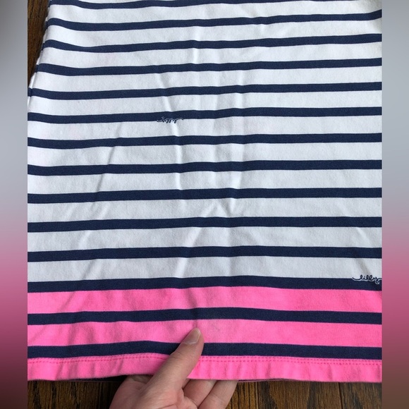 Lilly Pulitzer Girls M (6-7) Little Devon Dress Resort White Serene Stripe - Picture 5 of 13